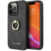 Чехол iPhone 13 Pro Max Накладка Кожзам Guess 4G + Ring Hard