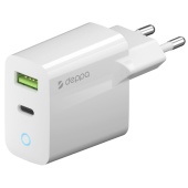 Сетевое ЗУ Deppa 11398, 20 ватт, 2 выхода: USB-A, USB-C