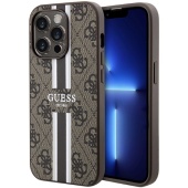 Чехол iPhone 15 Pro Накладка Кожзам Guess 4G Stripes Hard (с функцией MagSafe)