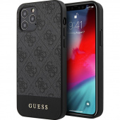 Чехол iPhone 12 Pro Max Накладка Кожзам Guess Stripe Metal Logo Hard