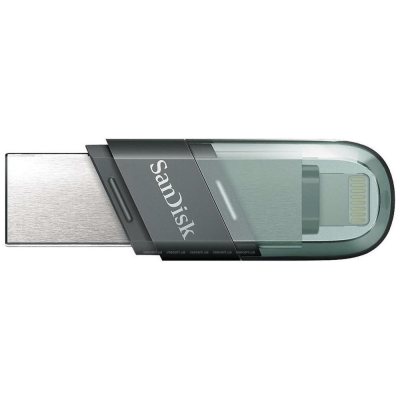 Флешка SanDisk iXpand Flip, USB + Lightning, 128 Gb (Флешка SanDisk 128 Gb Зеленый)